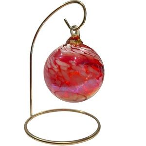 3” Hand Blown Ornament Many Hues of Orange, Reds, Purples and Irridescent Colors